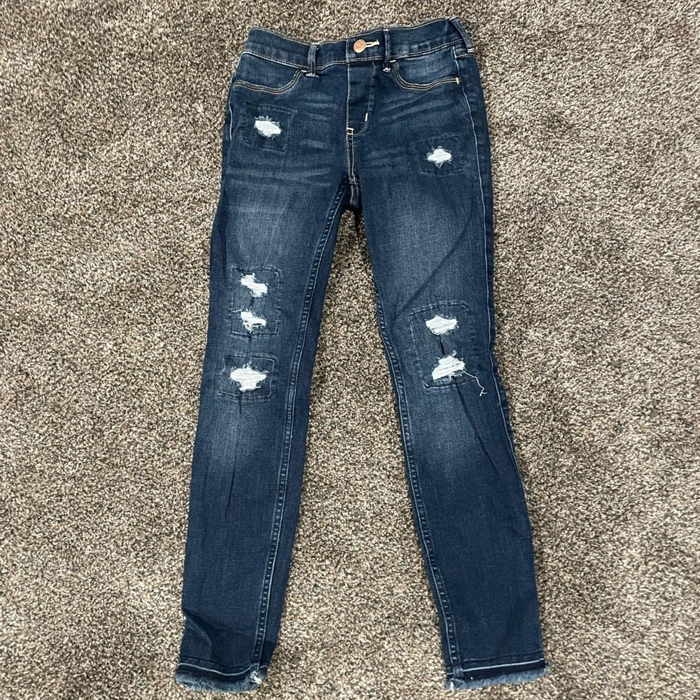 abercrombie kids girls pull on jean leggings size 11-12 slim